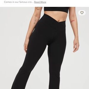 OFFLINE by Aerie Real Me High Waisted Crossover Flare Black Leggings